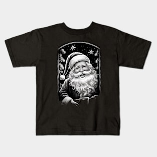 Santa Claus Night Scene Window Pictures for Chalk Marker Kids T-Shirt